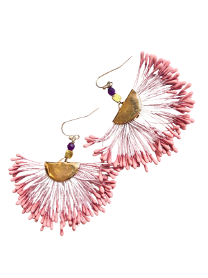 Pendientes abanico rosa