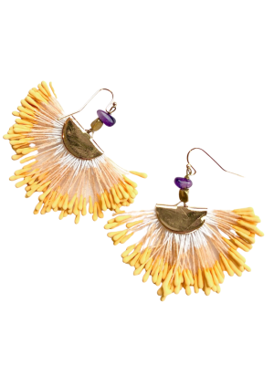Pendientes abanico mostaza