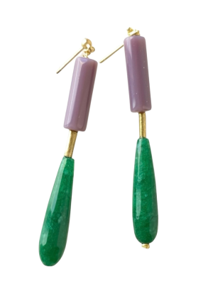 Pendientes buganvilla lila y verde