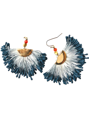 Pendientes abanico azul