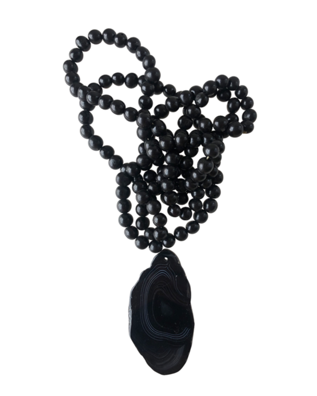 Collar semillas negro y ágata negra