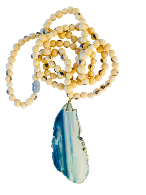 Collar semillas piedra y agata azul