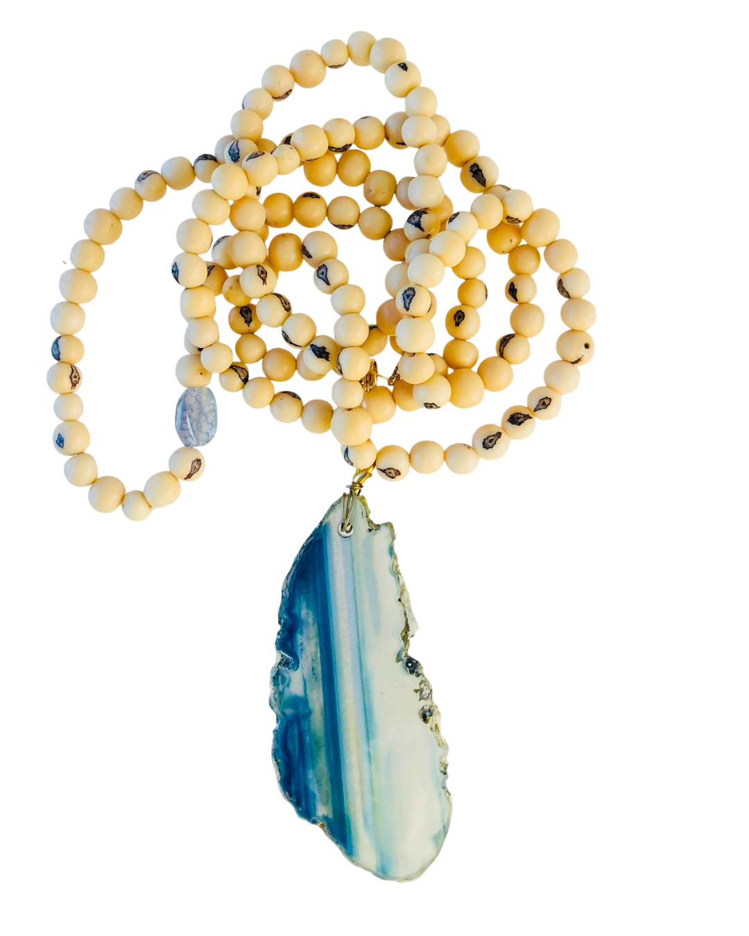 Collar semillas piedra y agata azul