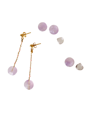 Pendientes gota amatista rosa