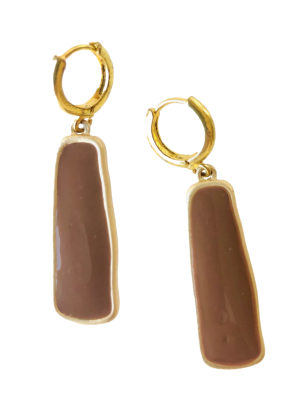 Pendientes esmalte marrón y arito