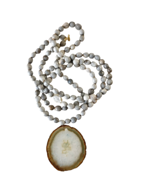 Collar semillas gris y ágata gris