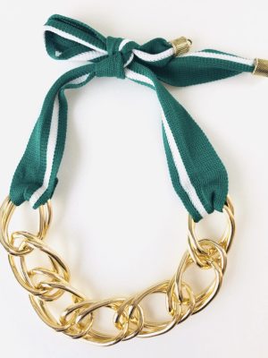 Collar cinta verde/blanco
