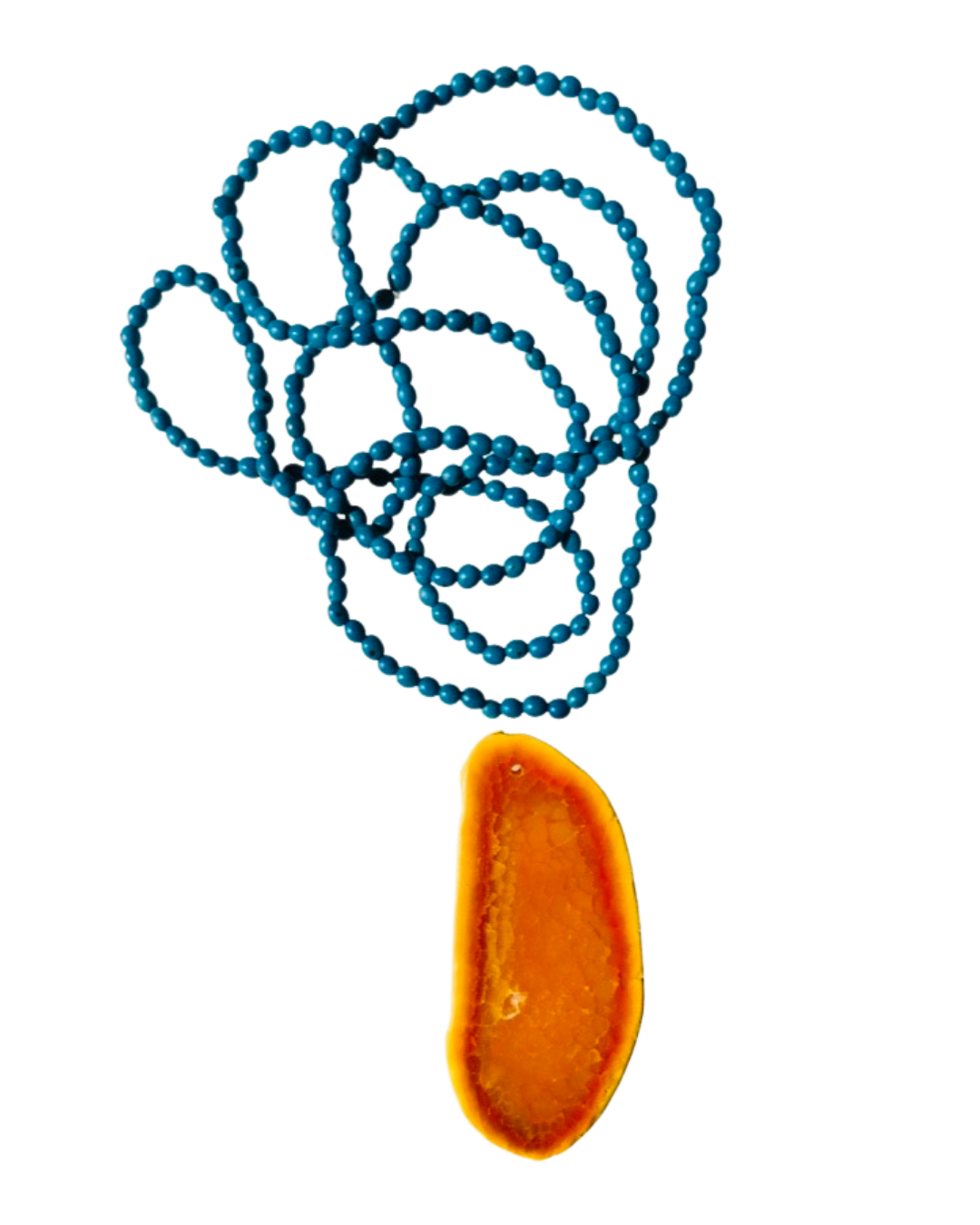 Collar semillas azul y agata mostaza