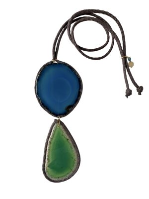 Collar ágatas azul marino/ verde