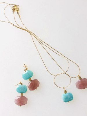 Pendientes calcedonia y aventurina