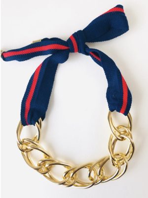 Collar cinta azul/rojo
