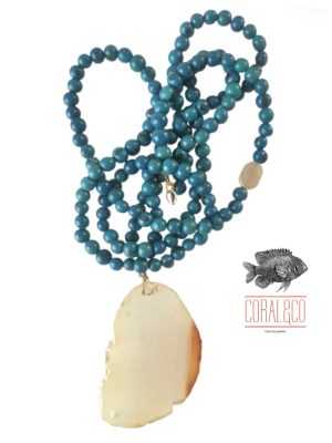 Collar semillas turquesa y agata camel