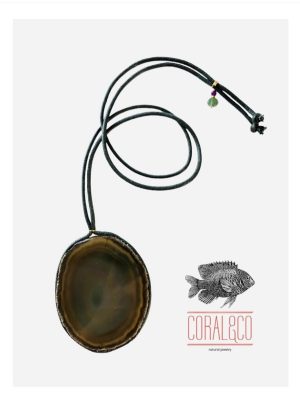 Collar agata verde oliva