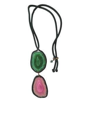 Collar ágata verde/fucsia